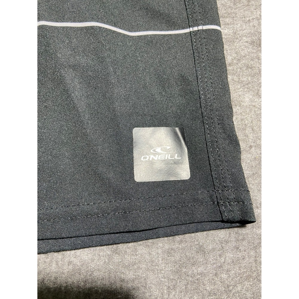 ONeill Board Shorts Black Blue Hyperfreak Striped 36 Surf Beach 
Skate Swim - Picture 6 of 9